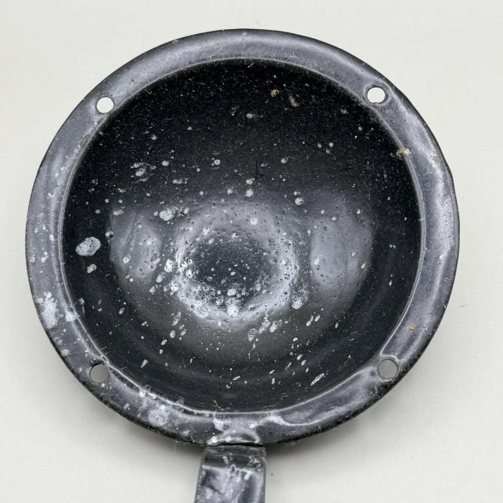 Vintage Black Speckled Enamelware Dipper Ladle Camping Rustic Farmhouse Decor